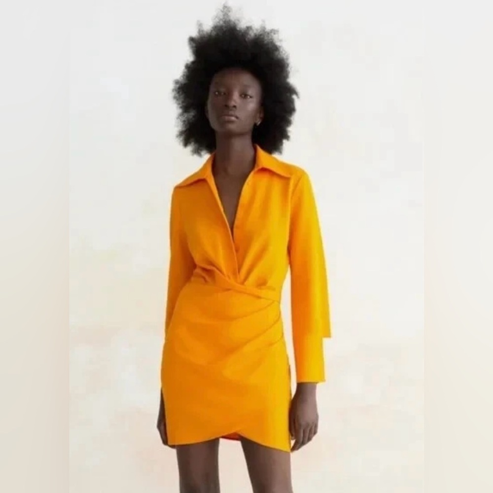 Elegant Orange Wrap Dress